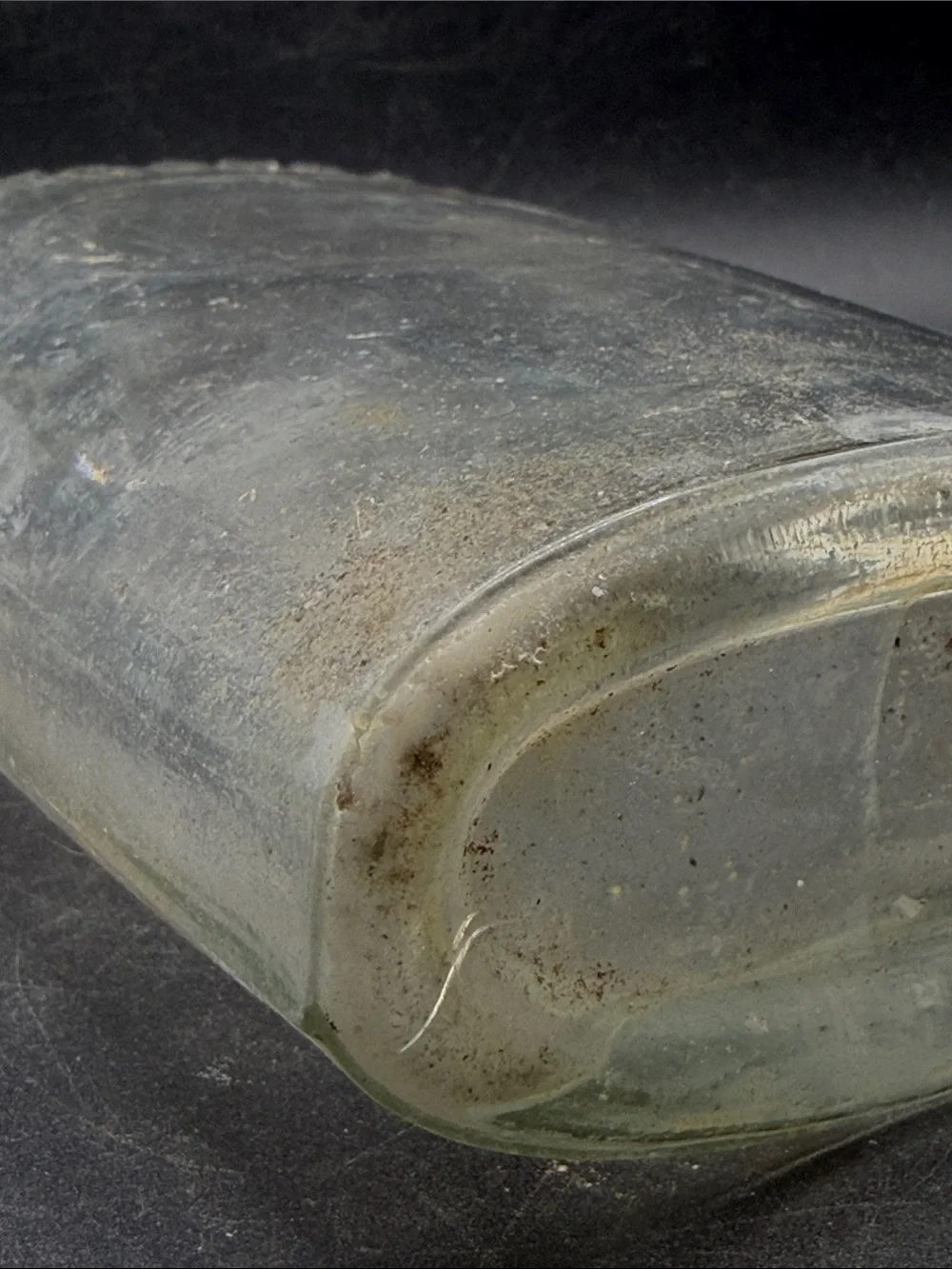 Antique WARRANTED Embossed Glass Flask Bottle Collectible Vessel Americana Decor